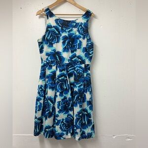 Anthropologie - Porridge Blue Appliqué Floral Sleeveless Dress – Size 12